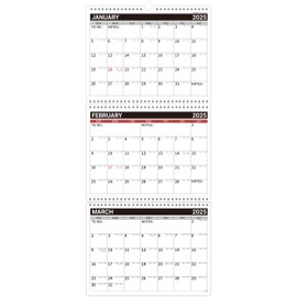 2025-2026 Wall Calendar - Wall Calendar 2025-2026, 3 Month Wall Calendar Display 2025-2026 (Folded in a Month), Jan.2025 - Dec.2026, 11" x 25.3", 3 Month Wall Calendar - Black red