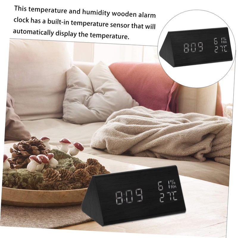 Gatuida LED Alarm Clock with Sound Control Wooden Digital Desk