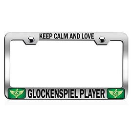 Custom Brother - Keep Calm and Love Glockenspiel Player Chrome Steel Auto SUV License Plate Frame License Tag Holder, O91