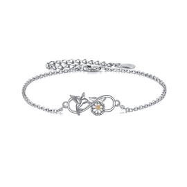 CRMAD hummingbird Infinity Bracelet for Women Sterling Silver Daisy Bracelet Irish Jewelry (hummingbird)
