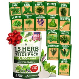 HOME GROWN 15 Herb Seeds for Planting 4,500+ Non-GMO Heirloom Seeds | Extra Large Variety Pack Herb Kit – Indoor Outdoor & Hydroponic | Culinary Seed Set | Grow Your Own Herbs | Gardening Gift