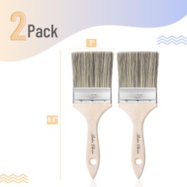 Bates- Double Thick Chip Paint Brush, 3 Inch, 2 Pack, Wooden Handle, Flat Paint Brushes for Walls and Trim, Synthetic Bristles