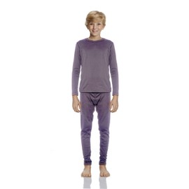 Rocky Thermal Underwear for Boys Cotton Knit Thermals Kids Base Layer Long John Pajamas Set (Plum - X-Large)