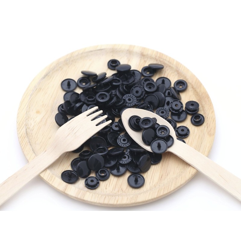 紗や工房 プラスチックスナップボタン T-5 30組 12mm 黒 ハンドプライヤー 手芸材料 プラスチック製 ボタン