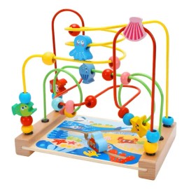 Juego Laberinto Interactivo Montessori De Madera Cuentas                                                                                              