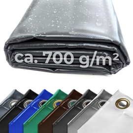 Truck Tarpaulin, 700 g, Tarpaulin, PVC Tarpaulin, Eyelets Every 50 cm with Hem to Your Desired Size, Custom Production, Waterproof, Robust, UV Resistant, High-Quality (Anthracite, 2.40 m x 2.00 m)