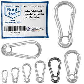 Carabiner Hook 8 mm Strong Stainless Steel Hook Key Ring with Eye Thimble 8 x 80 mm Key Ring Hammock Swing