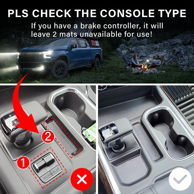 Center Console Liner for 2023 2024 2025 Chevy Silverado/GMC Sierra