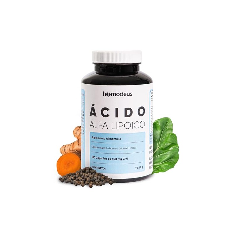 Ácido Alfa Lipoico 700mg Cápsulas Veganas con Cúrcuma 180 Cápsulas
