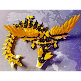 Dragon 3D Printed Articulated Crystal Winged Dragon Fidget Toy - Flexible Desktop Decor