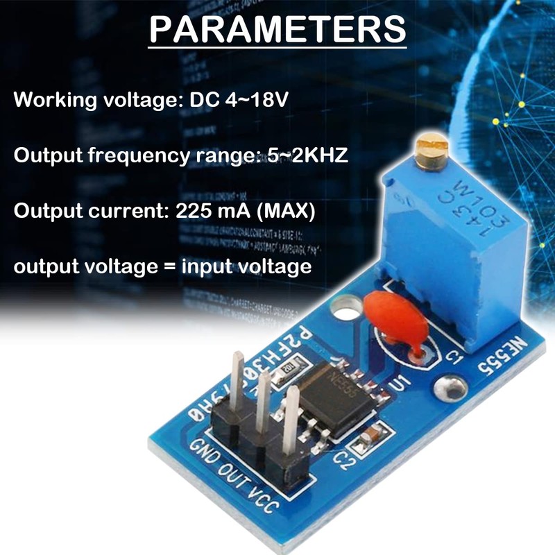 DAOKAI NE555 Pulse Generator 5-12V DC Adjustable Frequency Module Single