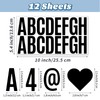 12 Sheets Letter Stickers, 2.5'' Self Adhesive Vinyl Letters Numbers