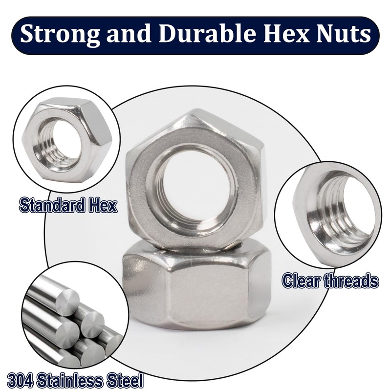 ZQZ M3-0.5mm Hex Nuts,300 Pack 304 (A2-70) Stainless Steel Hardware