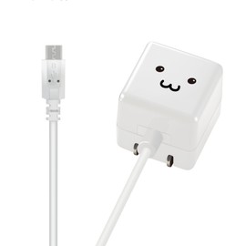 Elecom AC Charger for Smartphones/CUBE/1A/microB/4.9 ft (1.5 m)/White/F
