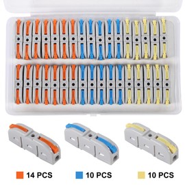 34pcs Quick Connect Electrical Splicing Wire Connectors Kit Lever Wire Connectors Compact Butt Splice Inline Terminals AWG 28-12 1 in 1 Out Insulated Terminal for Home Terminal Block Connector