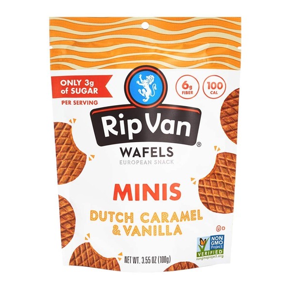 RIP VAN WAFELS Dutch Caramel & Vanilla Mini Wafels, 3.55 OZ