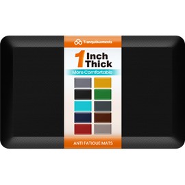 TranquilMoments Kitchen Mats for Floor, 1 Inch Extra-Thick Kitchen Rugs, Non-Slip & Waterproof Standing Desk Mat, Comfort Anti Fatigue Mats for Kitchen Floor, Home, Sink, Office (20" X 32", Black)