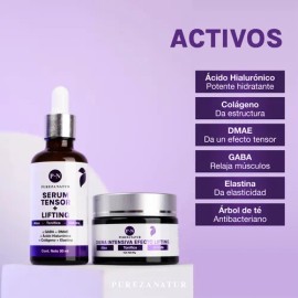 Pack Tensor + Lifting Pureza Natur | Sérum Tensor 50 ml + Crema Lifting 50 g | Ácido Hialurónico + Colágeno + DMAE | Todo Tipo de Piel