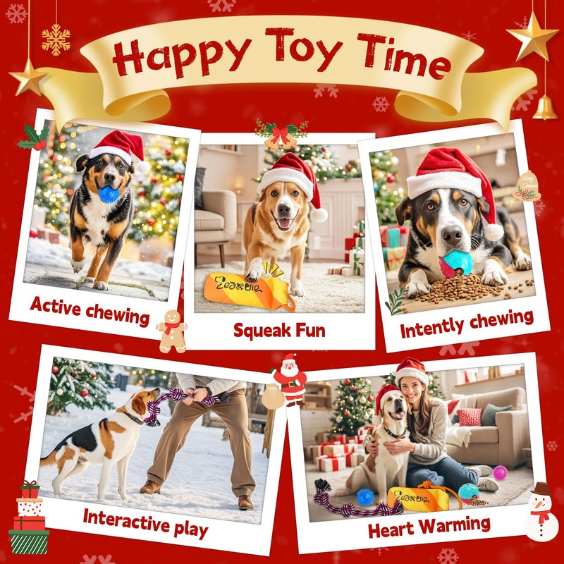 Zeaxuie 12 Pack Long-Lasting Heavy Various Dog Chew Toys Pack