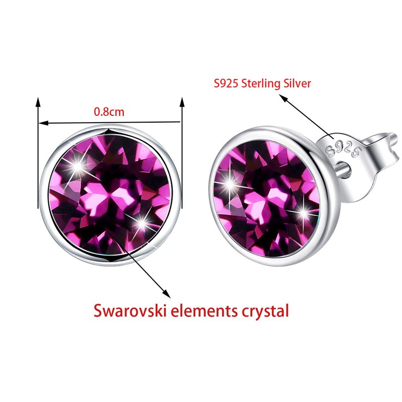 Classic round Austria crystal earrings, 925 sterling silver earrings, anniversary