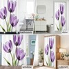 Purple Tulips Shower Curtain Set with Hook 72"x72",Spring Floral Botanical