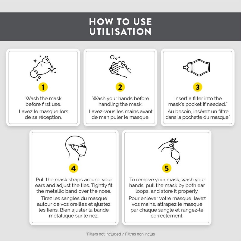 Bench. - 4 Pack Fabric Masks, Breathable, Adjustable with Dust