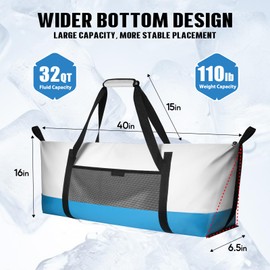 THKFISH Insulated Fish Cooler Bag, Fish Kill Bag for Caught Fish, 40x16in 25x17.5in Portable Waterproof Insulated Fish Bag Keeps Ice for 24 Hours