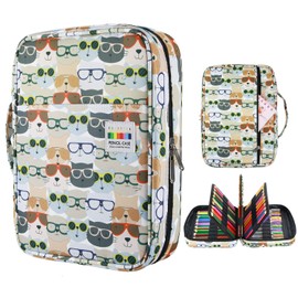 YOUSHARES Colored Pencil Case 220 Slots Pen Case Organizer With Handy Wrap & Zipper, Multilayer Holder for Prismacolor Colored Pencils & Gel Pen (Kitten)