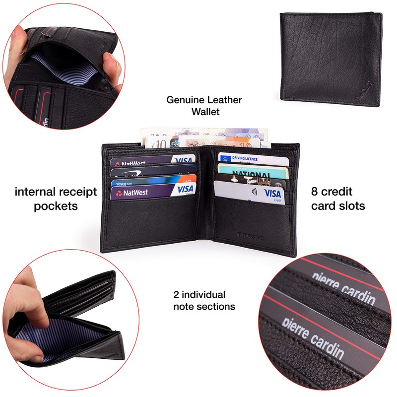Mens Genuine Black Leather Wallet - Nappa by Pierre Cardin
