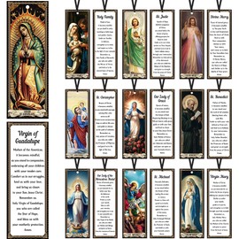 Bozidol 20 Pcs Catholic Saints Bookmarks with Holy Prayer, Religious Christian Gifts for Women Men Mother Father Godfather Godmother Church Sunday School Home Party Favors