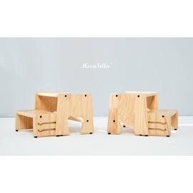 Mesasilla 2 Step Stool - Lightweight & Sturdy with Anti-Slip, Animal-Shaped Cutouts - Solid Wood Construction - PATERN: BEAR