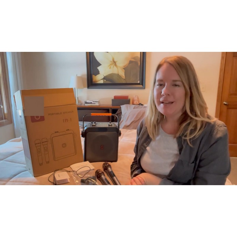 JYX Portable Wireless Speaker Karaoke Machine with 2 Microphones Party