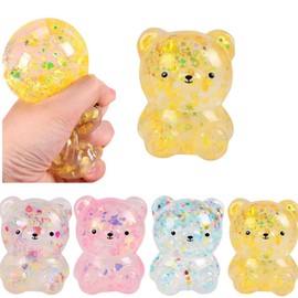 Dhjrefhhd 1Pccs Squeeze Toys Letter Sequins Candy-Bear Stress Relief Toy Hand Fidget Sensory Office Desk Squishy Toy (Yellow or Randomly Color)