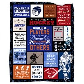 Hockey Gifts for Boys Hockey Blanket, Ice Hockey Gifts for Men Hockey Lover Gifts for Birthday Graduation, Hockey Player Blanket Stuff Soft Flannel Throw Blanket 50''x 60''