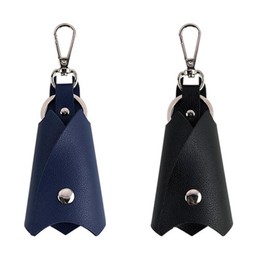 Bustlwor Pack of 2 car leather key cases, universal leather key fob, leather key fob, which can hold all types of keys and can also be used as decoration, Black dark blue