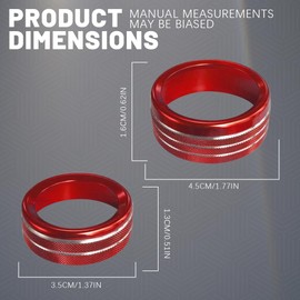 Rebvugr 3PCS Air Conditioner Switch Button Knob Cover, Aluminum Alloy Knob Ring Trim Cover, Climate Control Knob Covers, Auto Decor Accessories Fit for Dodge Challenger Durango 2015-2022 (Red)