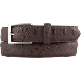 BELTINGER Belt with Crocodile Embossed 3 cm Leather Belt for Men and Women 30 mm Crocodile Look Crocodile Pattern 3 cm, Brown, silver