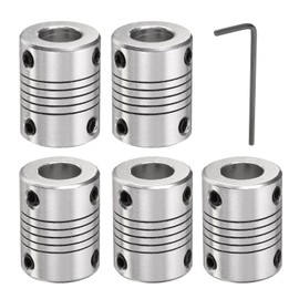 QUARKZMAN Pack of 5 Aluminium Alloy Shaft Coupling 10 mm to 10 mm, Flexible Coupling Motor Connector Joint, Stepper Motor Coupling for CNC Machine & 3D Printer (L25xD19)