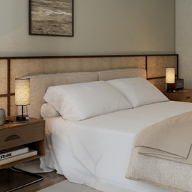 YIDPU Table Lamp for Bedroom,Nightstand Lamp for Bedside with AC Outlets,Adjustable 3color LED Light Desk Lamp for Home Decor,Included Bulb and Lamp Shade (Black-OnlyAC, 2PCS)