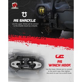 AMBULL Heavy Duty H-Shaped Winch Fairlead Hook, Towing Winch Shackle, Dual Pin Design (0.875” & 0.55”) Shackle Winch Hook for Towing, Recovery, Off-Road, 17,636 lbs Working Load-1 Pack, Black