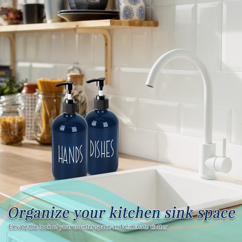Dish Soap Dispenser for Kitchen - 16 OZ Glass Hand