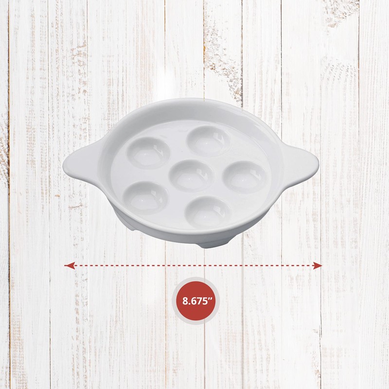 Maine Man Footed Escargot Plate with Handles, Fine White Porcelain,