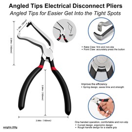 3 PCS Electrical Disconnect Pliers,Electrical Connector Pliers for Cars,Automotive Terminal Plug Removal Tool Kit,Fuel Line Petrol Clip Pipe Tools for Push Tab Style Plugs