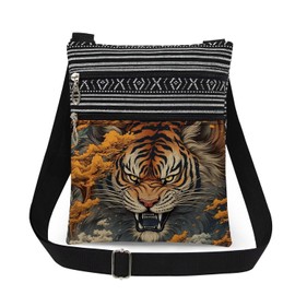 XiaoGalaee Tiger Print Women Crossbody Bag Men Travel Adjustable Shoulder Strap Messenger Bag Birthday Surprise Gift Festival Present​​ for Sister Friend Tiger Lover