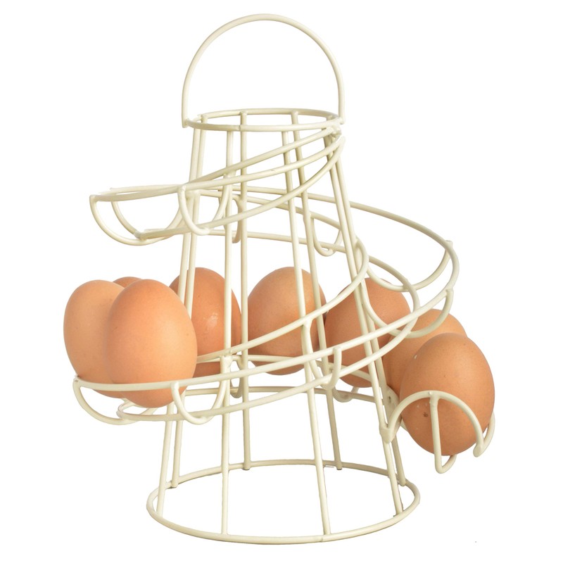 Helter Skelter Metal Egg Rack Stand Holder Cream