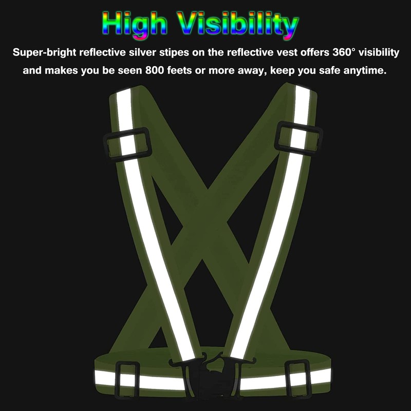 3 Pack Safety Reflective Vest Running Gear, Adjustable Lightweight 360°High
