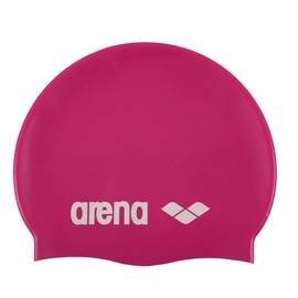 Arena Silicone Unisex Swim Cap for Women and Men, Prints and Solid Colors, Fuchsia / White