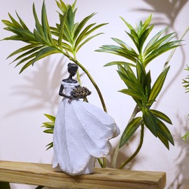 Guichifun Fairy Statue Collection Home Decoration - White Leaf Angel Girls Resin Home Decor for Outside or Inside Rustic Garden Outdoor Yard Decorations Figurines Gift 7.5 x 4.5 x 11.5 Inch