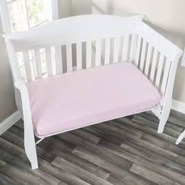 EVERYDAY KIDS 4 Pc Crib Bedding for Girls Nursery Set Includes Baby Bed Quilt, Fitted Sheet, Dust Ruffle and Diaper Stacker- Nursery Bedding Set - Baby Crib Bedding Set in Pink