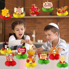 12Pcs Rosh Hashanah Decorations Honeycomb Centerpieces, Shana Tova Decor Party Honeycomb Rosh Hashanah Table Decorations for Jewish New Year Party Supplies